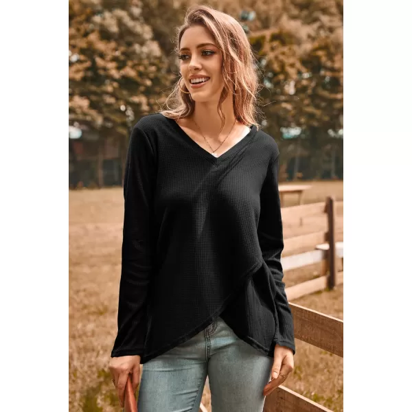 KILIG Womens 2023 Fall Cowl Neck Lightweight Sweaters Long Sleeve Button Tunic Tops Sweatshirts