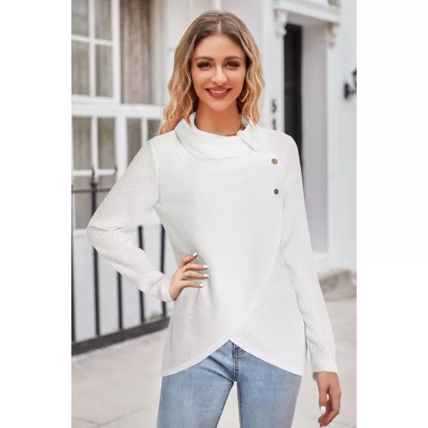 KILIG Womens 2023 Fall Cowl Neck Lightweight Sweaters Long Sleeve Button Tunic Tops Sweatshirts