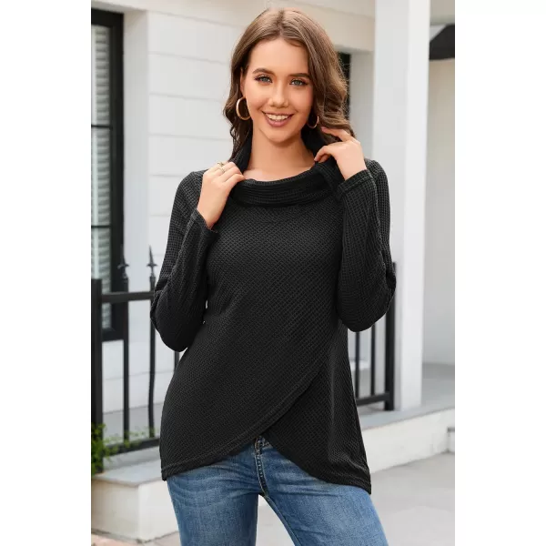 KILIG Womens 2023 Fall Cowl Neck Lightweight Sweaters Long Sleeve Button Tunic Tops Sweatshirts