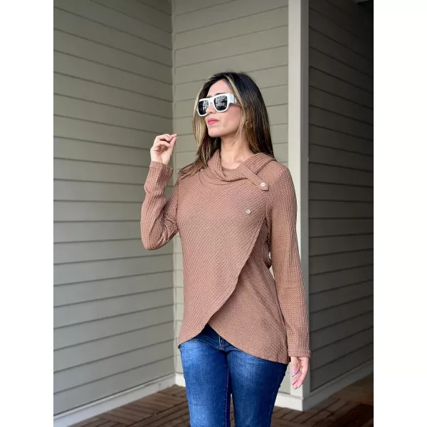 KILIG Womens 2023 Fall Cowl Neck Lightweight Sweaters Long Sleeve Button Tunic Tops Sweatshirts