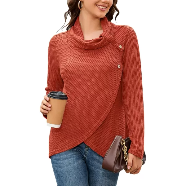 KILIG Womens 2023 Fall Cowl Neck Lightweight Sweaters Long Sleeve Button Tunic Tops Sweatshirts