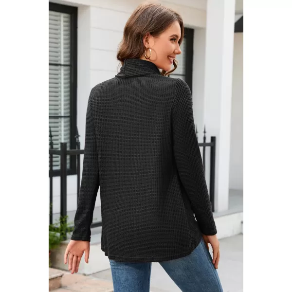 KILIG Womens 2023 Fall Cowl Neck Lightweight Sweaters Long Sleeve Button Tunic Tops Sweatshirts