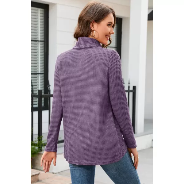 KILIG Womens 2023 Fall Cowl Neck Lightweight Sweaters Long Sleeve Button Tunic Tops Sweatshirts