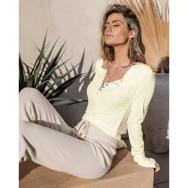 KILIG Womens 2024 Long Sleeve V-Neck Button Loose Casual Henley Tunic Tops T Shirt Fashion