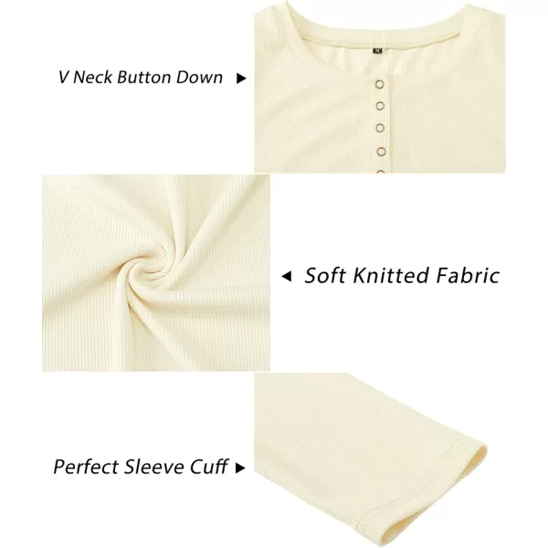 KILIG Womens 2024 Long Sleeve V-Neck Button Loose Casual Henley Tunic Tops T Shirt Fashion