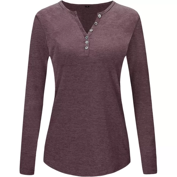 KILIG Womens 2024 Long Sleeve V-Neck Button Loose Casual Henley Tunic Tops T Shirt Fashion