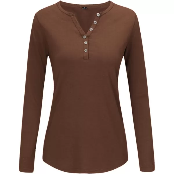 KILIG Womens 2024 Long Sleeve V-Neck Button Loose Casual Henley Tunic Tops T Shirt Fashion
