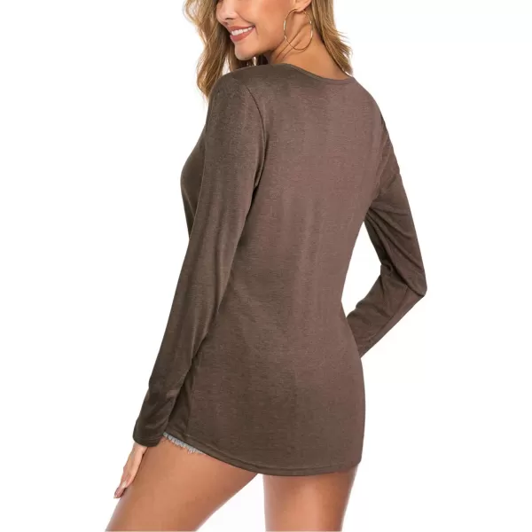 KILIG Womens 2024 Long Sleeve V-Neck Button Loose Casual Henley Tunic Tops T Shirt Fashion