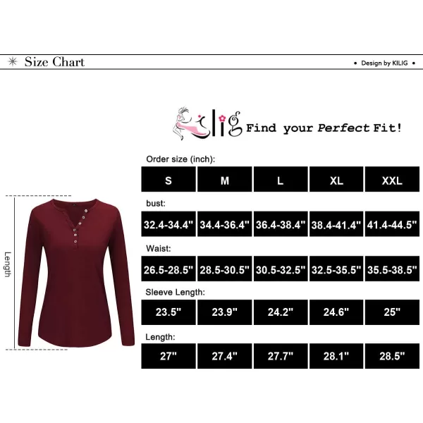 KILIG Womens 2024 Long Sleeve V-Neck Button Loose Casual Henley Tunic Tops T Shirt Fashion