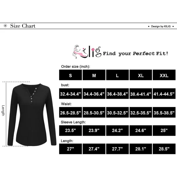 KILIG Womens 2024 Long Sleeve V-Neck Button Loose Casual Henley Tunic Tops T Shirt Fashion