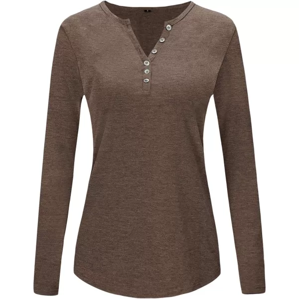 KILIG Womens 2024 Long Sleeve V-Neck Button Loose Casual Henley Tunic Tops T Shirt Fashion