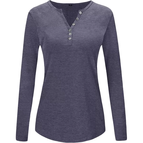 KILIG Womens 2024 Long Sleeve V-Neck Button Loose Casual Henley Tunic Tops T Shirt Fashion