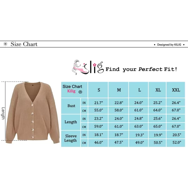 KILIG Women's Button-Down Cardigan Sweater Open Front Long Sleeve Loose Knit Cardigans