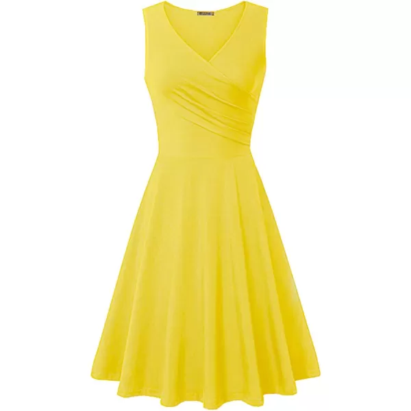 KILIG Women's Casual V Neck Floral Sundresses Aline Sleeveless Midi Summer Dress with Pocket