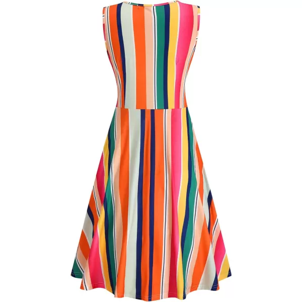 KILIG Women's Casual V Neck Floral Sundresses Aline Sleeveless Midi Summer Dress with Pocket