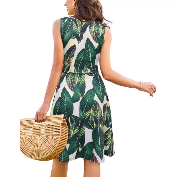 KILIG Women's Casual V Neck Floral Sundresses Aline Sleeveless Midi Summer Dress with Pocket