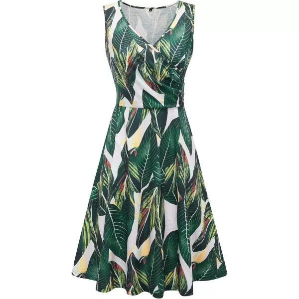 KILIG Women's Casual V Neck Floral Sundresses Aline Sleeveless Midi Summer Dress with Pocket