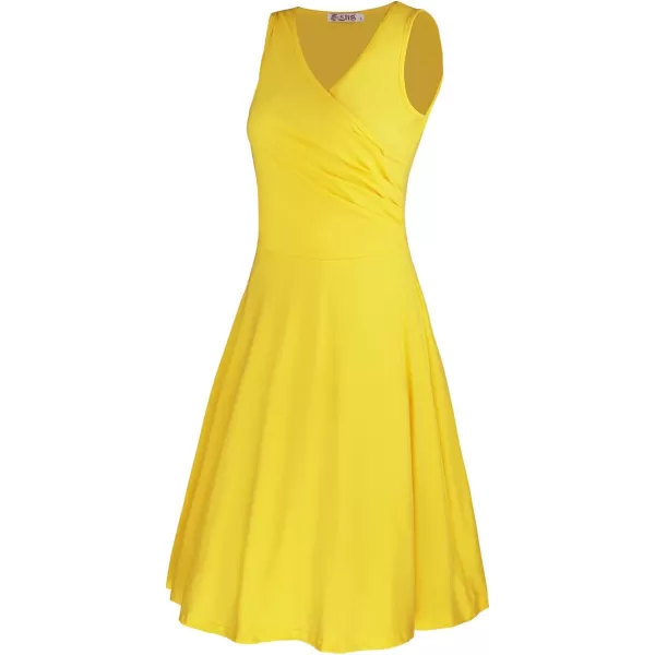 KILIG Women's Casual V Neck Floral Sundresses Aline Sleeveless Midi Summer Dress with Pocket