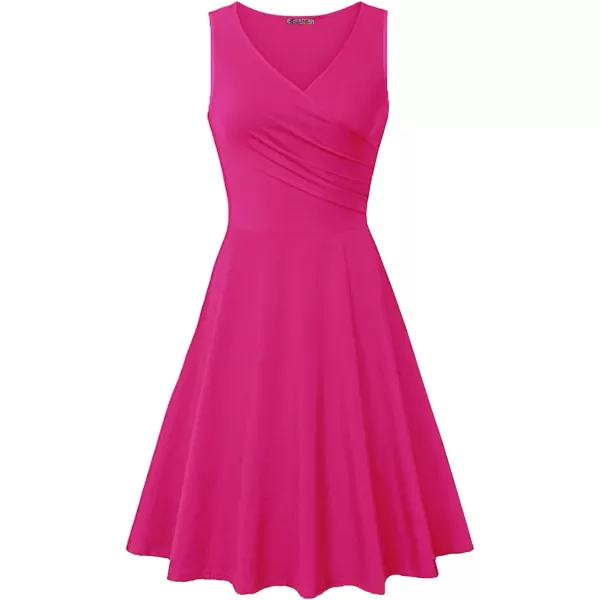 KILIG Women's Casual V Neck Floral Sundresses Aline Sleeveless Midi Summer Dress with Pocket
