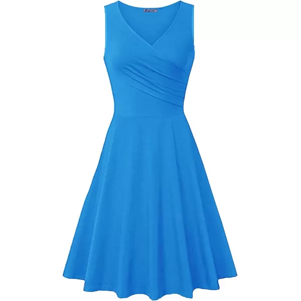 KILIG Women's Casual V Neck Floral Sundresses Aline Sleeveless Midi Summer Dress with Pocket