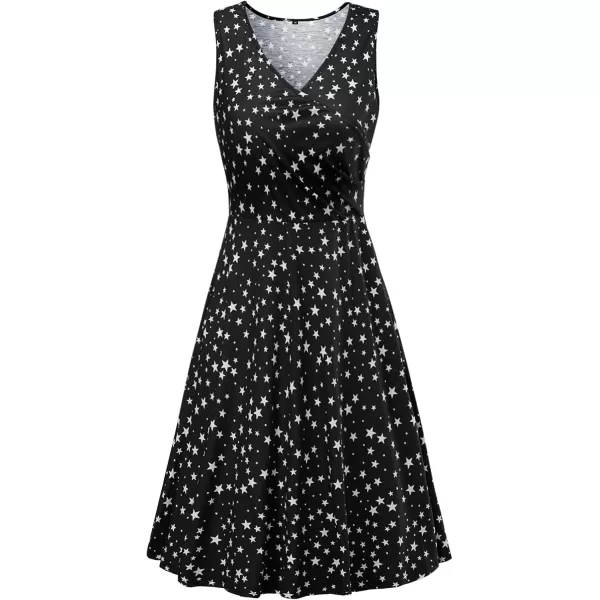 KILIG Women's Casual V Neck Floral Sundresses Aline Sleeveless Midi Summer Dress with Pocket