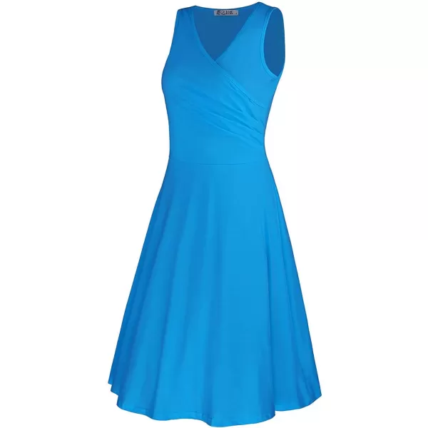 KILIG Women's Casual V Neck Floral Sundresses Aline Sleeveless Midi Summer Dress with Pocket