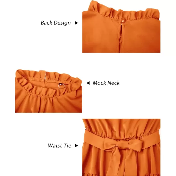 KILIG Women's Long Sleeve Ruffle Mock Neck Casual Short Mini Swing Dress with Belt