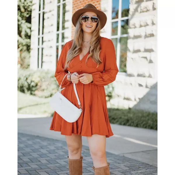 KILIG Women's Long Sleeve Ruffle Mock Neck Casual Short Mini Swing Dress with Belt