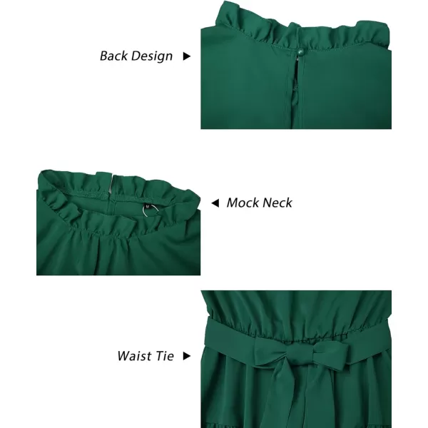 KILIG Women's Long Sleeve Ruffle Mock Neck Casual Short Mini Swing Dress with Belt