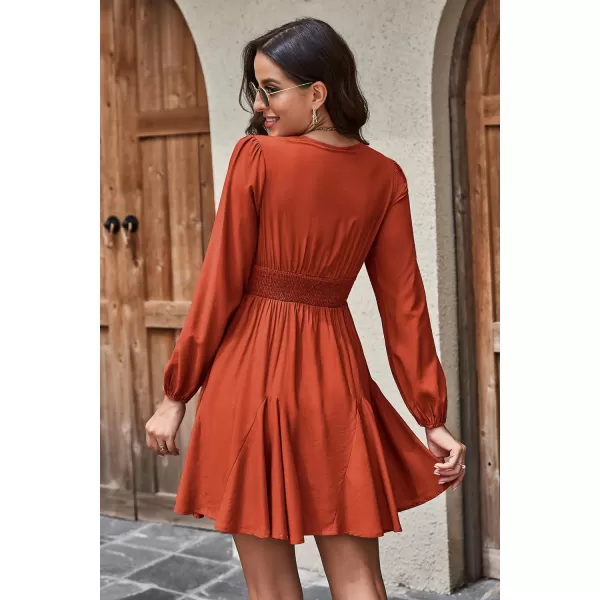 KILIG Women's Long Sleeve Ruffle Mock Neck Casual Short Mini Swing Dress with Belt