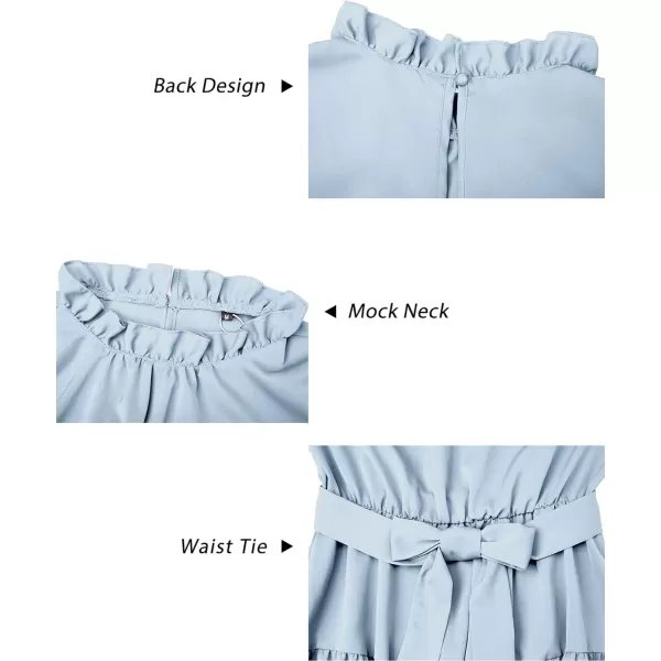 KILIG Women's Long Sleeve Ruffle Mock Neck Casual Short Mini Swing Dress with Belt