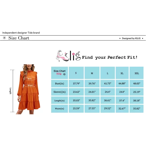 KILIG Women's Long Sleeve Ruffle Mock Neck Casual Short Mini Swing Dress with Belt