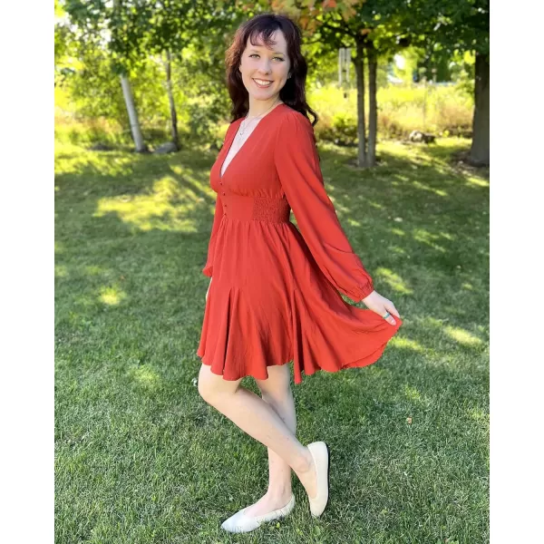 KILIG Women's Long Sleeve Ruffle Mock Neck Casual Short Mini Swing Dress with Belt