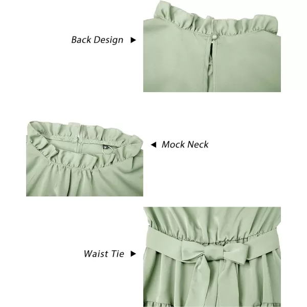 KILIG Women's Long Sleeve Ruffle Mock Neck Casual Short Mini Swing Dress with Belt