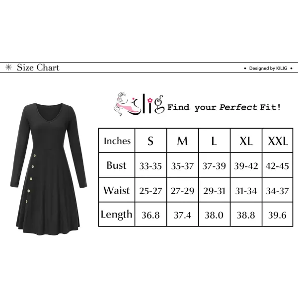 KILIG Womens Long Sleeve Winter Dress Casual Knee Length V Neck Ribbed Fall Dresses