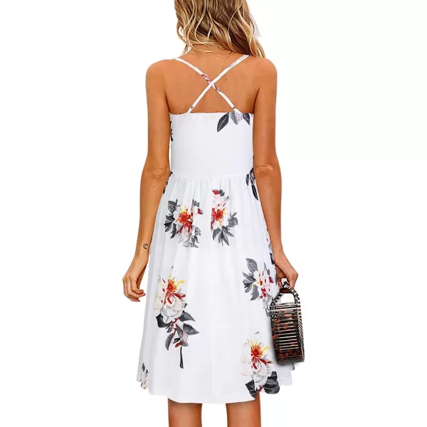 KILIG Women's Summer Casual Sundress Button Sleeveless Spaghetti Strap Dress