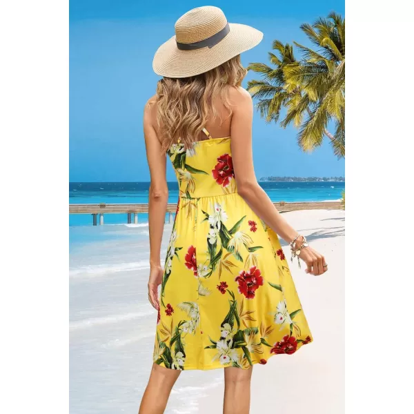 KILIG Women's Summer Casual Sundress Button Sleeveless Spaghetti Strap Dress