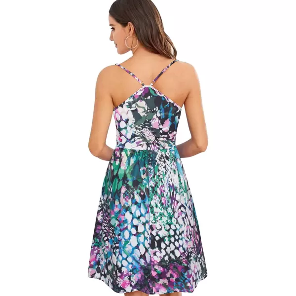 KILIG Women's Summer Casual Sundress Button Sleeveless Spaghetti Strap Dress