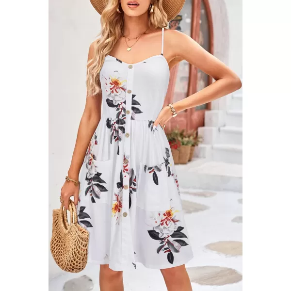 KILIG Women's Summer Casual Sundress Button Sleeveless Spaghetti Strap Dress