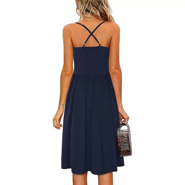 KILIG Women's Summer Casual Sundress Button Sleeveless Spaghetti Strap Dress
