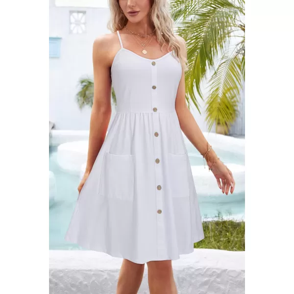 KILIG Women's Summer Casual Sundress Button Sleeveless Spaghetti Strap Dress