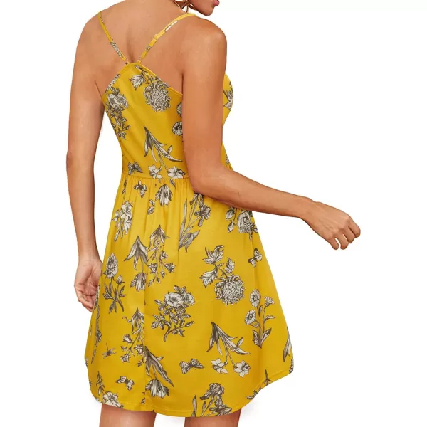 KILIG Women's Summer Casual Sundress Button Sleeveless Spaghetti Strap Dress