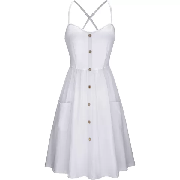 KILIG Women's Summer Casual Sundress Button Sleeveless Spaghetti Strap Dress