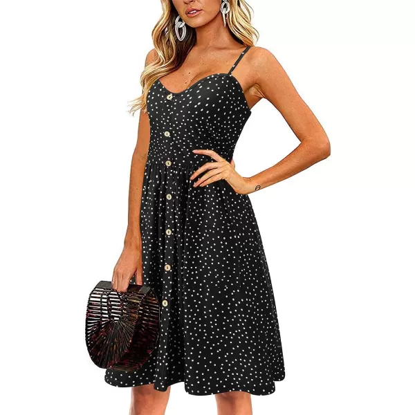 KILIG Women's Summer Casual Sundress Button Sleeveless Spaghetti Strap Dress