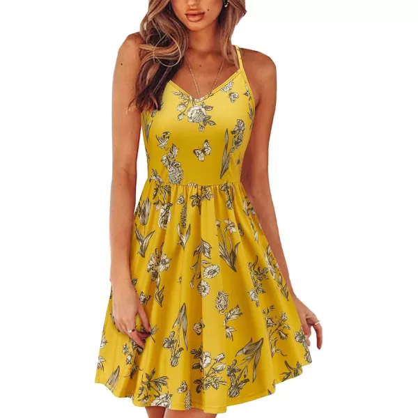 KILIG Women's Summer Casual Sundress Button Sleeveless Spaghetti Strap Dress