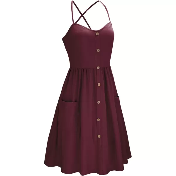 KILIG Women's Summer Casual Sundress Button Sleeveless Spaghetti Strap Dress