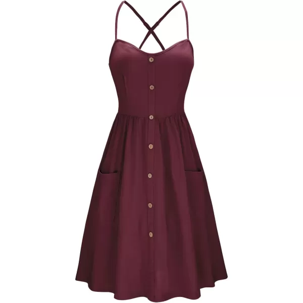 KILIG Women's Summer Casual Sundress Button Sleeveless Spaghetti Strap Dress