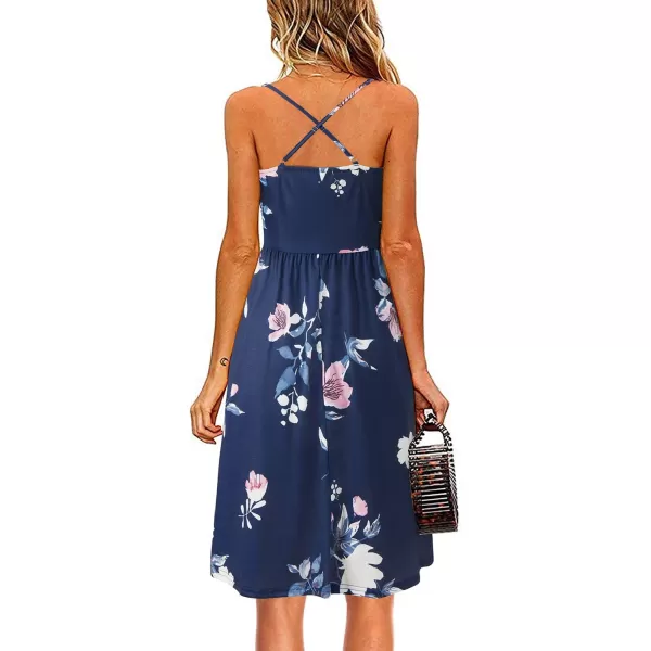 KILIG Women's Summer Casual Sundress Button Sleeveless Spaghetti Strap Dress