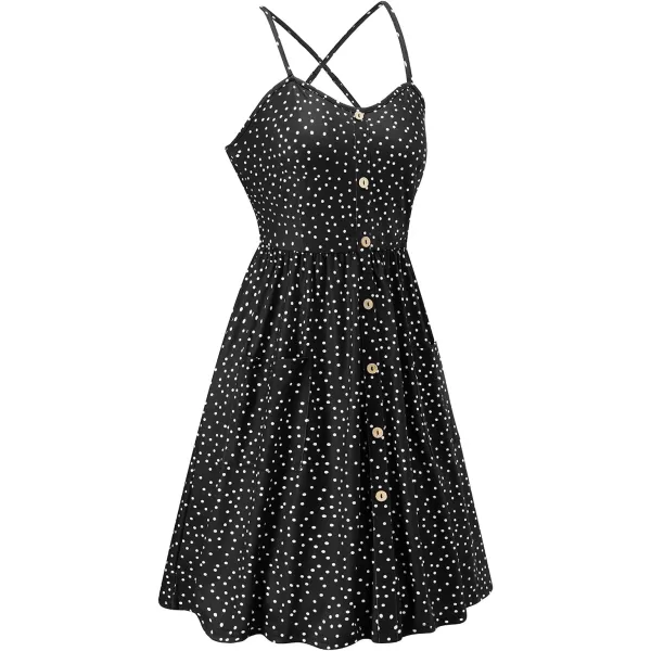 KILIG Women's Summer Casual Sundress Button Sleeveless Spaghetti Strap Dress