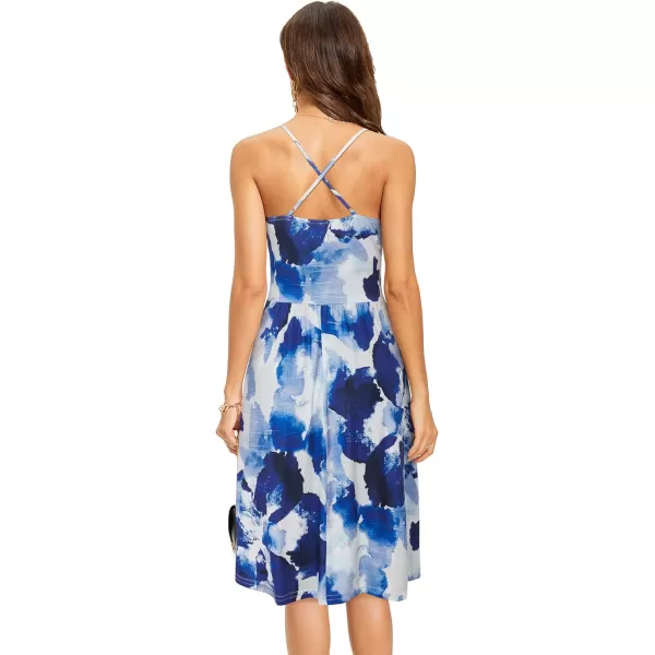 KILIG Women's Summer Casual Sundress Button Sleeveless Spaghetti Strap Dress